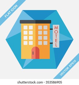 Building motel flat icon with long shadow,eps10