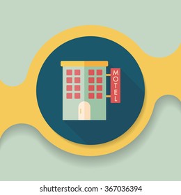 Building motel flat icon with long shadow,eps10