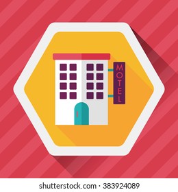 Building motel flat icon with long shadow,eps10