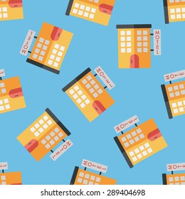 Building motel flat icon,eps10 seamless pattern background