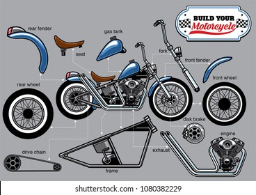 Building Motorcycle Parts Set