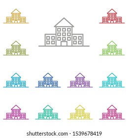 Building multi color icon. Simple thin line, outline vector of buildings icons for ui and ux, website or mobile application
