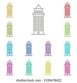 Building multi color icon. Simple thin line, outline vector of buildings icons for ui and ux, website or mobile application