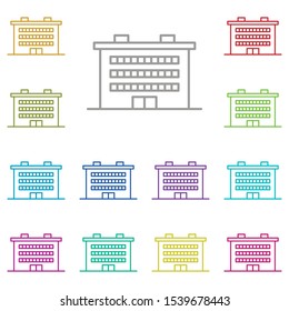 Building multi color icon. Simple thin line, outline vector of buildings icons for ui and ux, website or mobile application