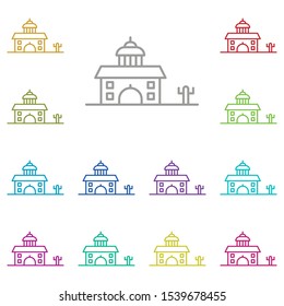 Building multi color icon. Simple thin line, outline vector of buildings icons for ui and ux, website or mobile application