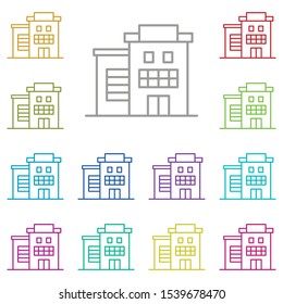 Building multi color icon. Simple thin line, outline vector of buildings icons for ui and ux, website or mobile application