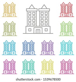 Building multi color icon. Simple thin line, outline vector of buildings icons for ui and ux, website or mobile application