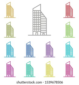 Building multi color icon. Simple thin line, outline vector of buildings icons for ui and ux, website or mobile application