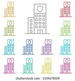 Building multi color icon. Simple thin line, outline vector of buildings icons for ui and ux, website or mobile application