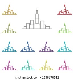 Building multi color icon. Simple thin line, outline vector of buildings icons for ui and ux, website or mobile application