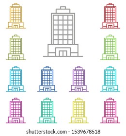Building multi color icon. Simple thin line, outline vector of buildings icons for ui and ux, website or mobile application