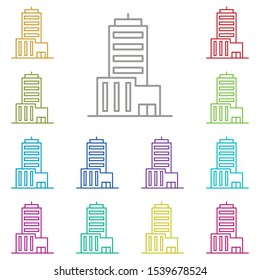 Building multi color icon. Simple thin line, outline vector of buildings icons for ui and ux, website or mobile application