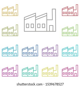 Building multi color icon. Simple thin line, outline vector of buildings icons for ui and ux, website or mobile application