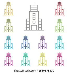 Building multi color icon. Simple thin line, outline vector of buildings icons for ui and ux, website or mobile application