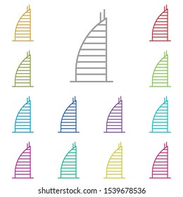 Building multi color icon. Simple thin line, outline vector of buildings icons for ui and ux, website or mobile application