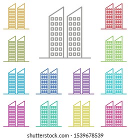 Building multi color icon. Simple thin line, outline vector of buildings icons for ui and ux, website or mobile application