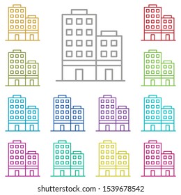Building multi color icon. Simple thin line, outline vector of buildings icons for ui and ux, website or mobile application