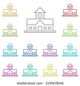 Building multi color icon. Simple thin line, outline vector of buildings icons for ui and ux, website or mobile application