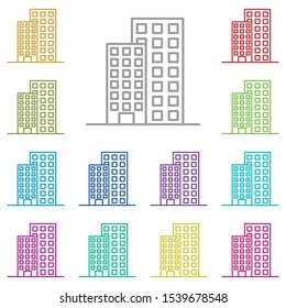 Building multi color icon. Simple thin line, outline vector of buildings icons for ui and ux, website or mobile application