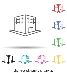 Building multi color set icon. Simple thin line, outline vector of building icons for ui and ux, website or mobile application
