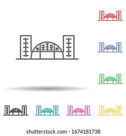 Building multi color set icon. Simple thin line, outline vector of building icons for ui and ux, website or mobile application