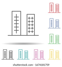 Building multi color set icon. Simple thin line, outline vector of building icons for ui and ux, website or mobile application