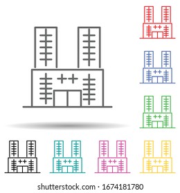 Building multi color set icon. Simple thin line, outline vector of building icons for ui and ux, website or mobile application