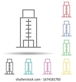 Building multi color set icon. Simple thin line, outline vector of building icons for ui and ux, website or mobile application