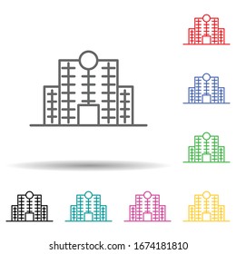 Building multi color set icon. Simple thin line, outline vector of building icons for ui and ux, website or mobile application