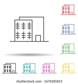 Building multi color set icon. Simple thin line, outline vector of building icons for ui and ux, website or mobile application