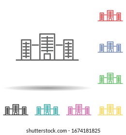 Erstellen eines mehrfarbigen Set-Icons. Einfache dünne Linie, Vektorillustration von Gebäudesymbolen für i und ux, Website oder mobile Anwendungen