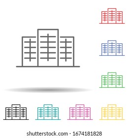 Building multi color set icon. Simple thin line, outline vector of building icons for ui and ux, website or mobile application