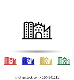 Building multi color style icon. Simple thin line, outline vector of building icons for ui and ux, website or mobile application