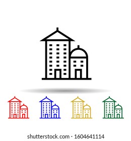 Building multi color style icon. Simple thin line, outline vector of building icons for ui and ux, website or mobile application
