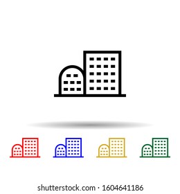 Building multi color style icon. Simple thin line, outline vector of building icons for ui and ux, website or mobile application