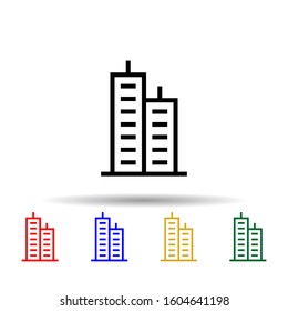 Building multi color style icon. Simple thin line, outline vector of building icons for ui and ux, website or mobile application