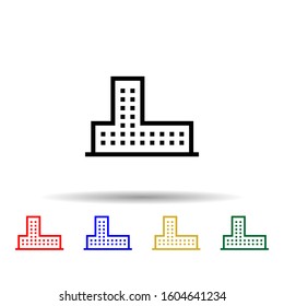 Building multi color style icon. Simple thin line, outline vector of building icons for ui and ux, website or mobile application