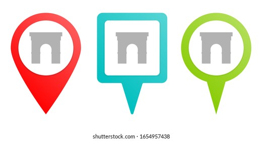 building. Multicolor pin vector icon, diferent type map and navigation point