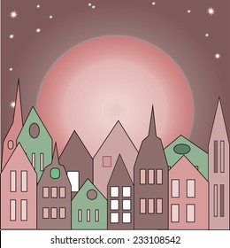 building multicolored. old city. vector illustration