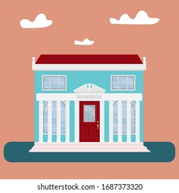 The building of the museum. Architecture of public places, vector illustration