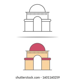 building museum line business icon vector flat design