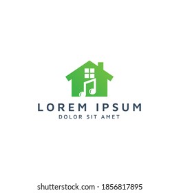 building and music negative space logo design