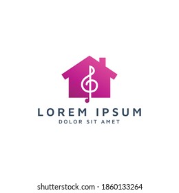 building and music negative space logo design