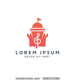 building and music negative space logo design