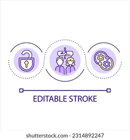 Building mutual relationship loop concept icon. Find soulmate. Dating couple. Strong connection abstract idea thin line illustration. Isolated outline drawing. Editable stroke. Arial font used
