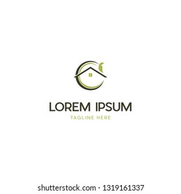 Building Nature Home Leaf Vector Logo Design