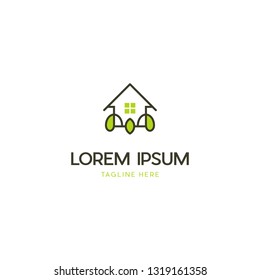 Building Nature Home Leaf Vector Logo Design