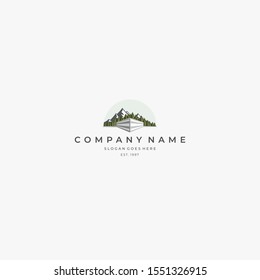 building and nature logo concept with elegant line style, minimalist and luxury look, suit for business or company logo