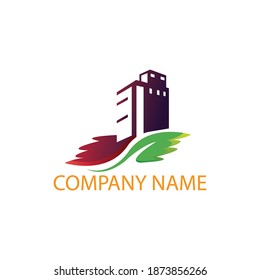 building nature logo creative leaf illustration with color design vector