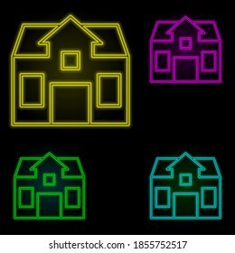 building neon color set icon. Simple thin line, outline vector of building landmarks icons for ui and ux, website or mobile application